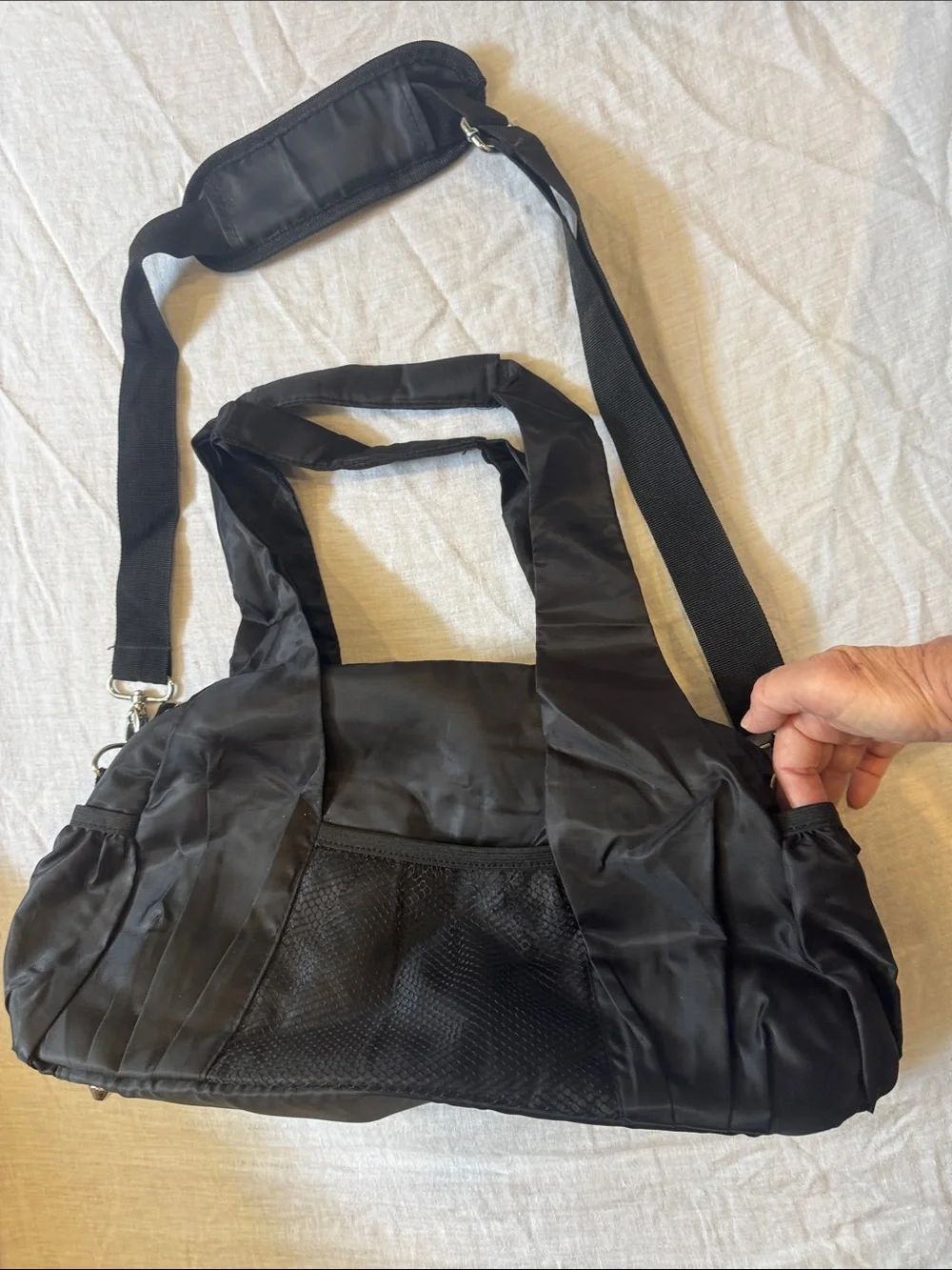Black Nylon Tote Shoulder Bag Adjustable Crossbody Strap Utility Y2K